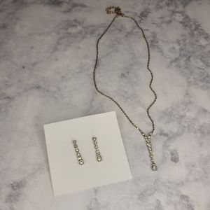 Cubic Zirconia Fashion Jewelry Necklace Earring Set